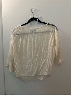 American Eagle Outfitters Cream Lightweight Draped Blouse